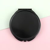 ✨ Portable Elegance! 70mm Round Double-Sided Makeup Mirror, Black Electroplating, Metal Frame, Macaron Design, Ideal for DIY, Glass Lens. 🌈